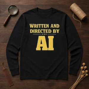 Top Written And Directed By AI Bold Text Long Sleeve Shirt