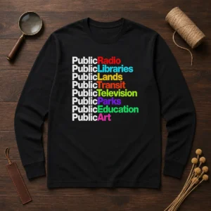 Funny Public Radio Libraries Lands Transit Television Parks Education Art Long Sleeve Shirt