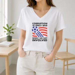 Premium Nice Corruption Is Only Bad When I Am Not Involved V Neck Shirt with short sleeves in dark color