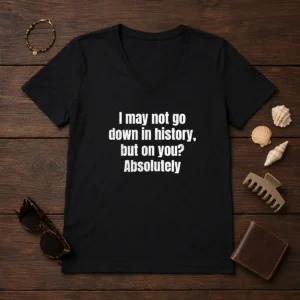 Hot I May Not Go Down In History But On You Absolutely V-Neck Shirt