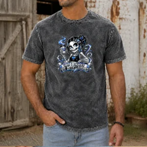 Funny Skeleton Girl Coffee Quote Y2K Washed T-Shirt