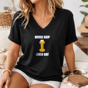 Official Never Skip Liver Day Beer X Dumbbell Gym V-Neck Shirt
