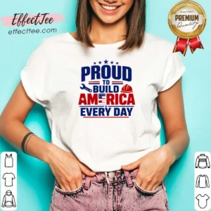 Premium Labour Day Proud American Worker Typography V-Neck Shirt