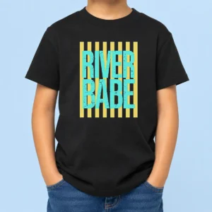 Awesome River Babe Retro Stripes Sunshine Kids T-Shirt