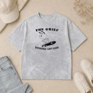 Official The Grief Definitely Ain'T Good Snoopy Skateboard Washed T-Shirt