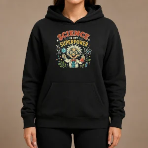 Pretty Science Is My Superpower Vintage Hoodie in soft fabric with front pocket and drawstring hood