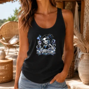 Funny Skeleton Girl Coffee Quote Y2K Tank Top