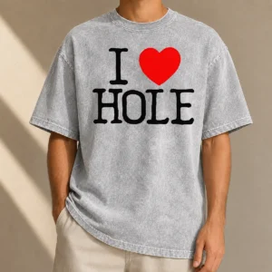 Nice Official I Love Hole Band Logo Alternative Rock Grunge Washed T Shirt in faded black with vintage band graphic