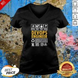 Pretty Devops Engineer Humorous Infographic Icons Knower Of Everything Superhero V Neck Shirt v neck optimized view showing front design