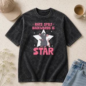 Funny Official Rat Humor Gift Rats Spelt Backwards Is Star Washed T-Shirt