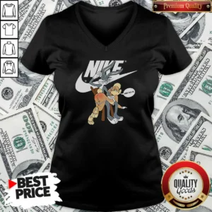 Hot Nike Bugs Bunny Spanking Lola V Neck Shirt v neck optimized showing front graphic and fit