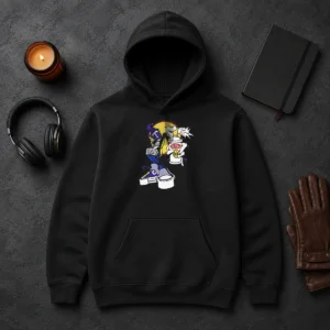 Official Tribal Zodak Graffiti Artist Streetwear Graphic Hoodie in black with vibrant street art design on front