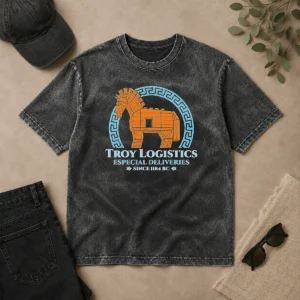Hot Funny Troy Logistics Especial Deliveries Since 1184 BC Washed T-Shirt