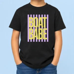 Pretty Retro Stripes Sunshine Boat Babe Kids T-Shirt