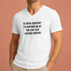 Awesome Pretty AI Data Center I'D Rather Be At The Gay Guy Dating Center V-Neck Shirt