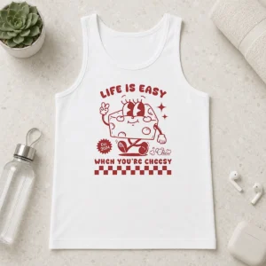 Awesome Life Is Easy When You'Re Cheesy Retro Cheese Character Tank Top