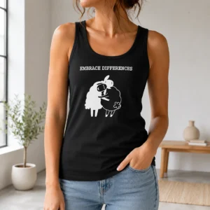 Original Embrace Differences Sheep Hug Hugging Inclusivity Tank Top