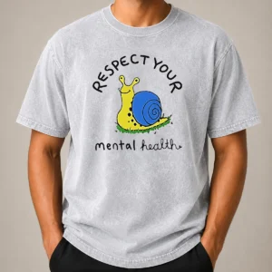 Nice Yellow Snail Respect Your Mental Health Washed T-Shirt