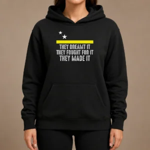 Pretty Hot Uracao Flag They Dreamed It Fought For It Hoodie in black with front graphic print