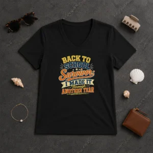 Nice Good Back To School Survivor Vintage For Proud Students V-Neck Shirt
