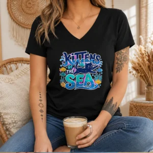 Official Kittens Of The Sea Typography V-Neck Shirt
