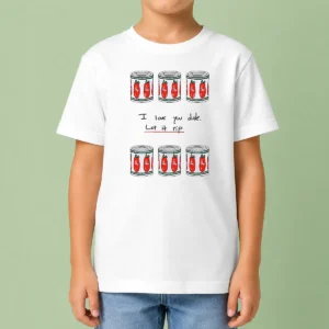 Official The Bear I Love You Dude Let It Rip Tomato Cans kids t shirt in vibrant colors for children