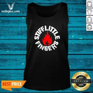 Official Stiff Little Fingers Circular Badge Logo With Flame Emblem Centered Inside Tank Top