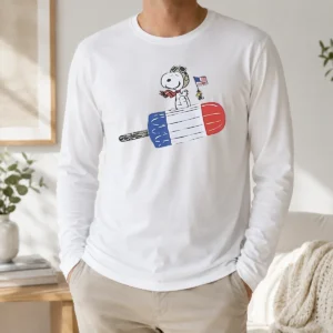 Nice Hot Snoopy And Woodstock Fourth Of July Patriotic Rocket Pop ICE Cream Parody Long Sleeve Shirt