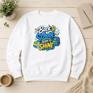 Happy Good Back To School Ready To Shine Typography Sweater