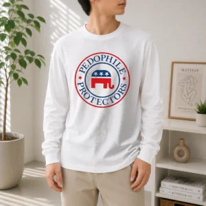 Nice Republican Pedophile Protectors Party long sleeve shirt with bold text graphic on front