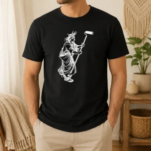 Pretty Premium Statue Of Liberty Painting With A Paint Roller Icon Meme t shirt in classic fit, front view with vibrant graphic print