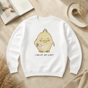 Hot Premium Yellow Chick Holding Knife I Am At My Limit Sweater in cozy, soft fabric with vibrant yellow chick graphic