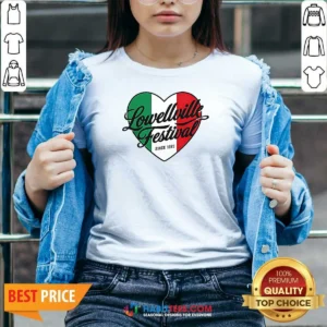 Top Lowellville Festival Since 1895 Italian Heart V Neck Shirt v neck optimized view showing front design and fit