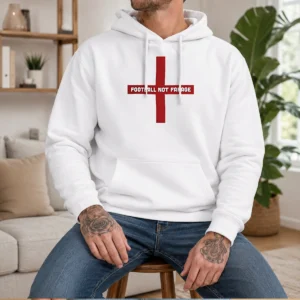 Pretty Football Not Farage England St George'S Cross Hoodie in a classic pullover style with front pocket and drawstring hood