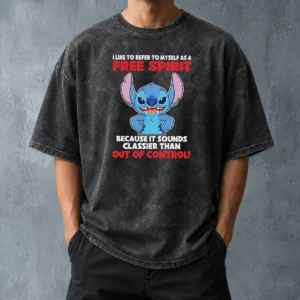 Hot Stitch I Like To Refer To Myself As A Free Spirit Because It Sounds Classier Than Out Of C printed on a soft washed t shirt