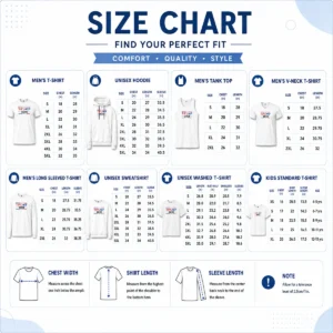 Size chart for Good Happy Trump 2028 Patriotic Stars And Stripes with measurements in inches and centimeters