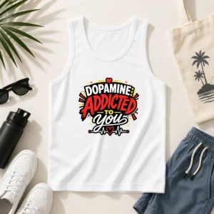 Funny Dopamine Addicted To You Bold Typography Tank Top
