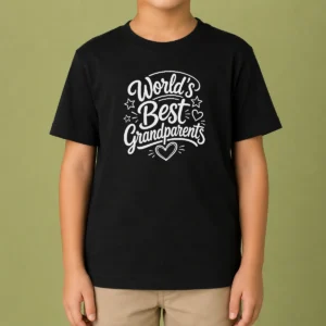 Hot Worlds Best Grandparents Day Line Art Kids T-Shirt