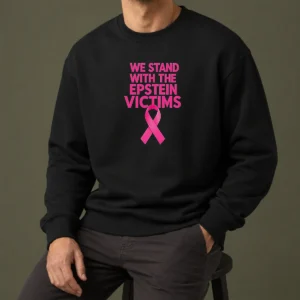 Top Good We Stand With The Epstein Victims Pink Ribbon Sweater