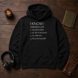 Official I Know I Swear A Lot I Am Very Sorry I'Ll Try To Be Good 1 And 2 Are Lies You Can Fuck Off Hoodie