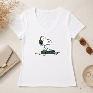 Top Snoopy Peanuts Playing DJ V-Neck Shirt