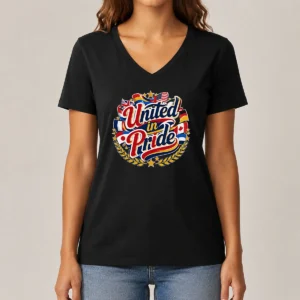Awesome United In Pride National Flag Typography V-Neck Shirt