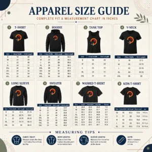 Size chart for Official Awesome Star Wars X Wing Retro Sunset Spiral Circle with measurements in inches and cm