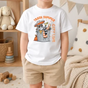 Happy Top Trash Summer City Life Raccoon Kids T-Shirt