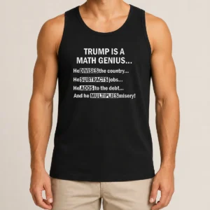 Top Trump Is A Math Genius Divides Subtracts Adds And Multiplies Political Satire Tank Top