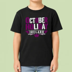 Premium Original October Holiday Ireland Stencil For Cozy Fall Celebrat Kids T-Shirt