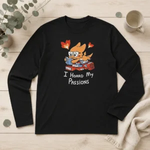 Pretty I Hoard My Passions Cute Dragon Reading Books Long Sleeve Shirt