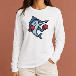 Pretty Miami Marlins Mascot Wearing Gloves El Caballo Pixel Style Long Sleeve Shirt