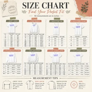 Size chart for Pretty All This And Brains Too with measurements in inches and cm