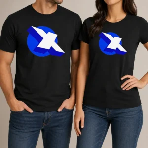 Premium Top X Logo On Blue Circle Symbol Logo